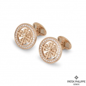 Patek Philippe Rose Gold Diamond Calatrava Cross Cufflinks